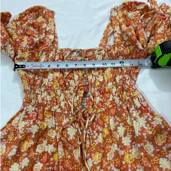 NWT Free People Womens Small Show Me Love Romper Floral Smocked Boho Feminine - Picture 9 of 10